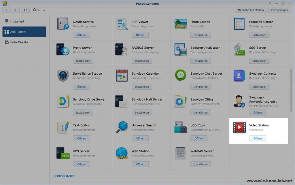 Synology Video Station installieren