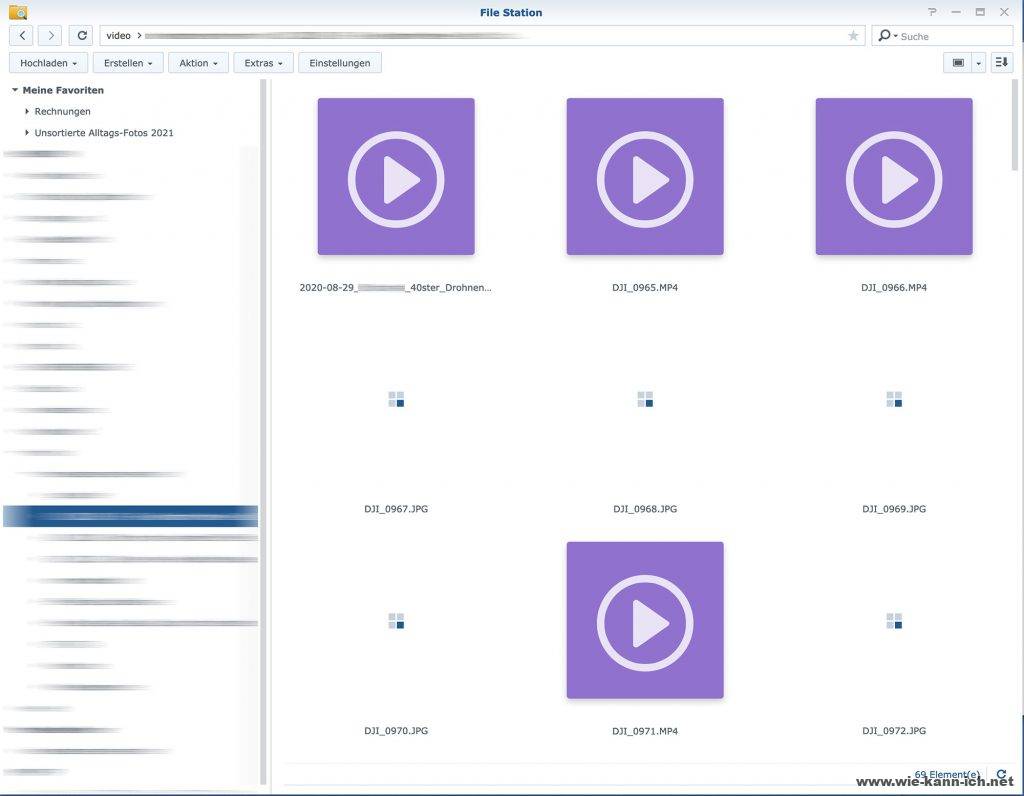 Synology NAS File Station keine Vorschaubilder für Videos